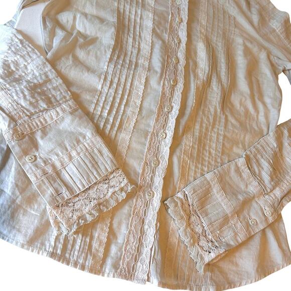 Juicy Couture Victorian Steampunk Ruffle Pintuck Regency Cotton Blouse NWOT - Picture 4 of 9